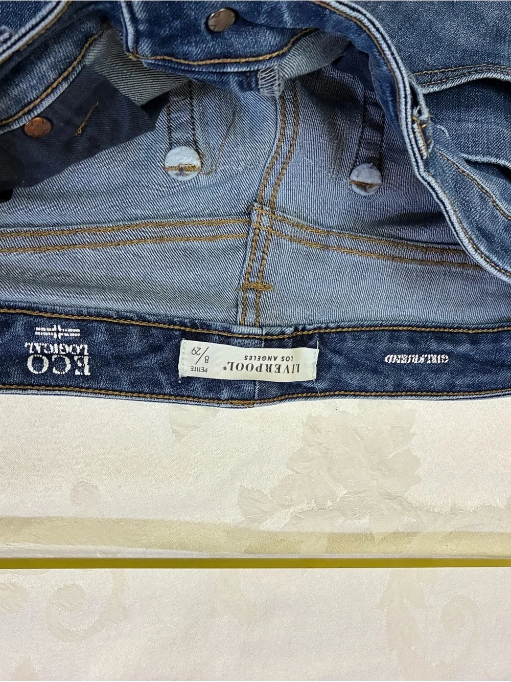 Women's Liverpool Straight Leg Blue Jeans, Petite 8/29, Girlfriend Style